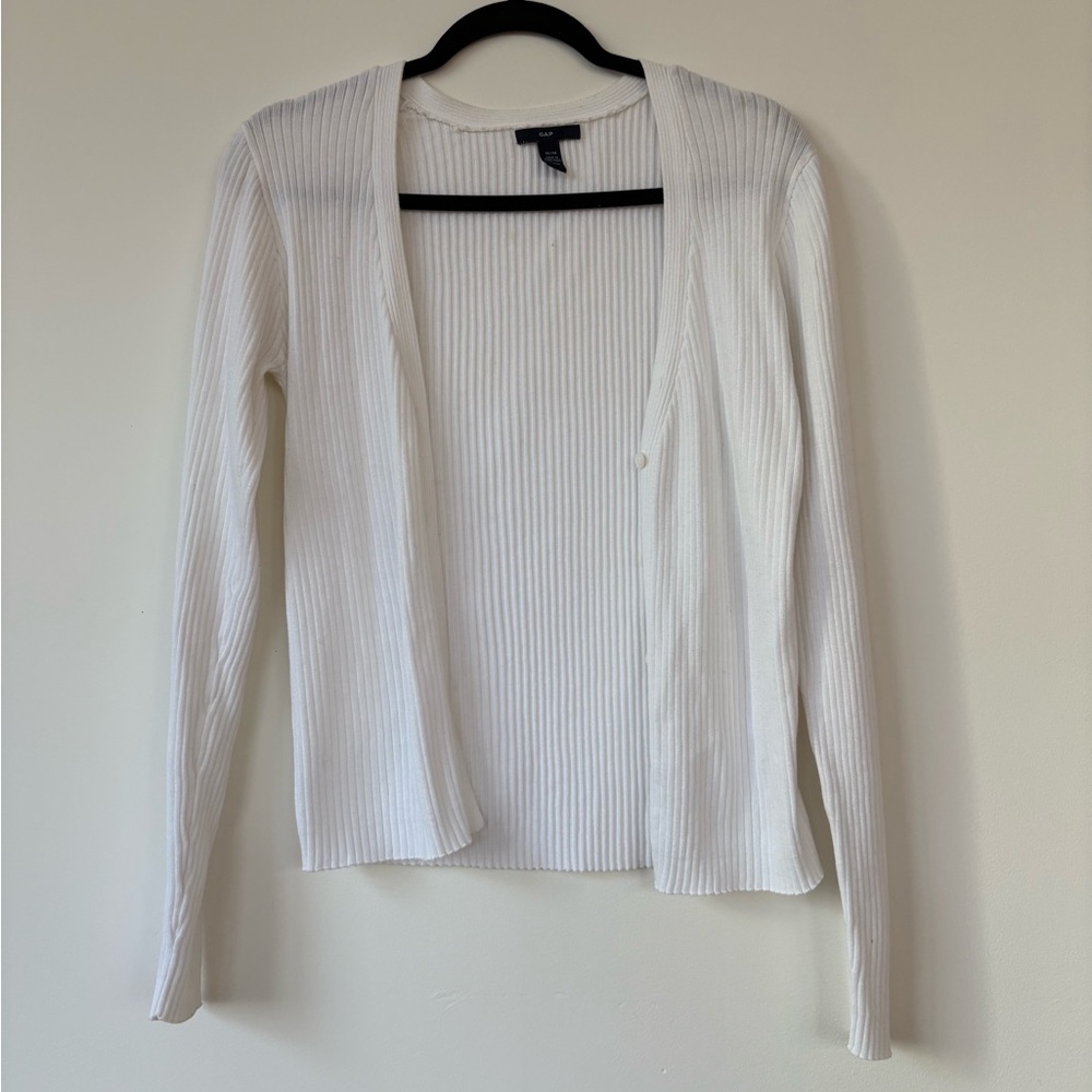 GAP White Ribbed Cardigan